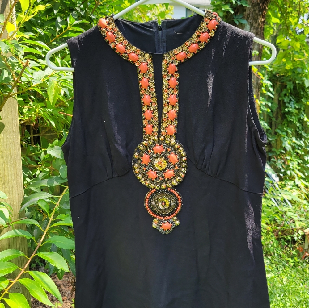 M| 60s Black Coral beaded dress